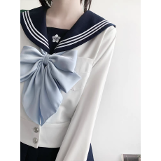 批发花翎女子原创全绀色正版校供<b class='q'>春</b>秋公主线收腰JK制服浓绀水手服