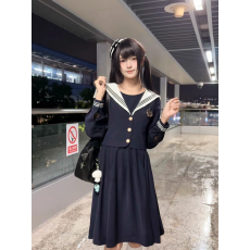 批发车厘子jk星空少女原创学院风连衣裙水手服海军领显瘦遮肉短裙