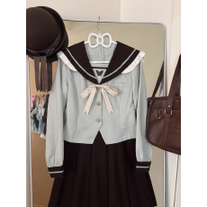 批发张不烦原创【薄巧蝶心】秋季学院风收腰水手服日系jk套装