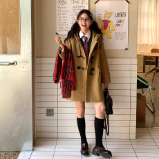 批发东京岁时记jk新款黑色西装外套小个子黑格子半身裙叠穿学院风<b class='q'>套装</b>