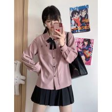 批发樱花家族【雾莓】jk制服衬衫 优雅学院风刺绣学生长袖中长款女