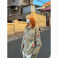 批发流行无品牌潮流黄泥水洗复古学生<b class='q'>牛仔</b>外套女大童文艺新款日系ins