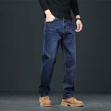 批发2025年爆款新款男式轻奢休闲简约宽松柔软棉弹力修身直筒牛仔裤