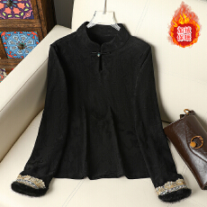 批发实拍2025秋季新款潮流国风绣花提花加厚上衣优雅<b class='q'>妈妈装</b>长袖打底衫