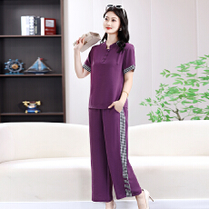 批发夏季妈妈<b class='q'>装</b>洋气<b class='q'>短</b>袖小衫<b class='q'>裤</b>子套<b class='q'>装</b><b class='q'>中</b>老年女<b class='q'>装</b>时尚上衣<b class='q'>大码</b>两件套