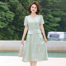 批发妈妈夏装洋气假两件短袖连衣裙2026新款中年<b class='q'>女装</b>气质显瘦时尚裙子