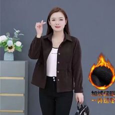 批发中年女装灯芯绒<b class='q'>外套</b>短款上衣2025新款中老年妈妈长袖百搭女装