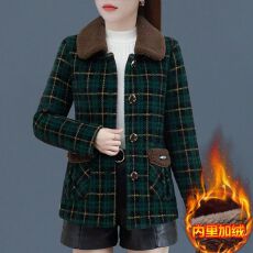 批发中年妈妈秋冬装<b class='q'>时尚</b>洋气外套2025新款中老年女士可外穿格子方领潮