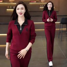 批发高端运动服套装女春秋季2025新款<b class='q'>时尚</b>洋气翻领卫衣休闲妈妈两件套