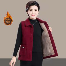 批发妈妈秋冬装灯芯绒棉马甲女<b class='q'>中老年</b>人加绒加厚坎肩保暖背心马夹外套