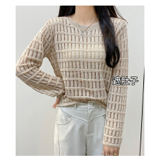 批发真现huo❤️冰丝针织宽松<b class='q'>防晒</b>镂空罩衫上衣女叠穿夏季薄款长袖