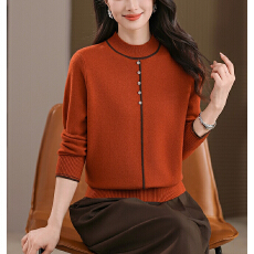 批发真现huo❤️2025新款秋冬女士中年<b class='q'>妈妈</b>半高领针织打底衫宽松显瘦