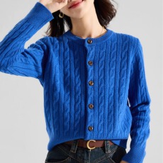 批发高端女装新款圆领麻花针织开衫上衣<b class='q'>百搭</b>显瘦毛衣<b class='q'>外套</b>2026