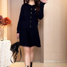 批发气质圆领单排扣开衫女藏蝴蝶结针织衫显瘦百搭上衣2026