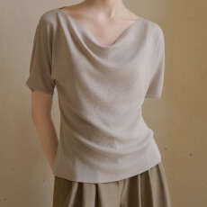 批发法式气质复古显瘦垂感冰丝针织衫女<b class='q'>夏</b>季新款别致正肩