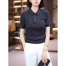 批发显瘦麻花正肩Polo领通勤百搭舒适短袖2026<b class='q'>夏</b>季新款女f