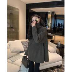 批发<b class='q'>女装</b>秋冬新款灰色高领中长款针织衫上衣宽松毛衣百搭
