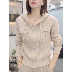 批发大码<b class='q'>女装</b>春季2026新款设计感小众宽松拉链连帽针织