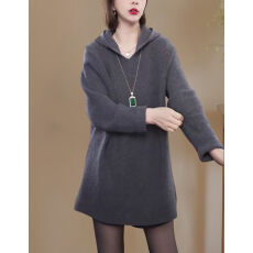 批发高级感超好看秋冬氛围感中长款连帽衫宽松套头厚款女