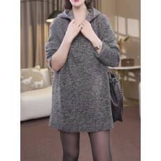 批发连帽毛衣女士秋冬季洋气减龄大码宽松中长款2026好看