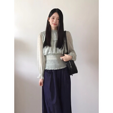 批发早秋法式穿搭圆领<b class='q'>雪纺</b>衫女收腰显瘦防晒长袖上衣阔腿裤套装女