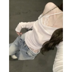 批发秋季穿搭韩系纯欲风<b class='q'>蕾丝拼接</b>露肩荡领长袖t恤女高腰宽松阔腿裤
