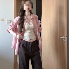 批发秋季韩系穿搭纯欲风V领<b class='q'>蕾丝</b>内搭衬衫上衣高腰显瘦直筒裤套装<b class='q'>女</b>