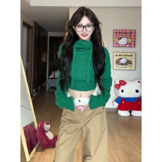 批发秋冬穿搭韩版设计感保暖长袖韩版气质针织上衣阔腿<b class='q'>蕾丝</b>拼接休闲裤