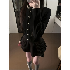 批发秋冬穿搭韩系高级感小香风气质针织开<b class='q'>衫</b>女气质名媛半身裙两件套装