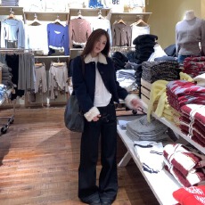 批发秋冬穿搭韩版设计感小个子短款外套棉服显瘦<b class='q'>牛仔</b>喇叭裤套装女