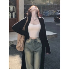 批发韩系毛衣慵懒风高级感超好看大衣黑色中长款针织<b class='q'>开衫</b>外套2026初秋