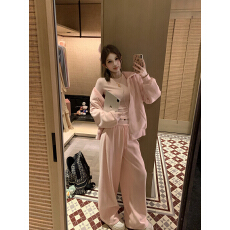 批发冬季<b class='q'>韩版</b>设计感连帽卫衣外套修身T恤打底衫休闲卫裤套装三件套女