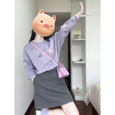 批发秋冬紫色正肩卫衣女秋冬款洋气独特别致设计感小众上衣短裙<b class='q'>套装</b>