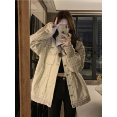 批发小香风<b class='q'>牛仔</b>外套女春秋新款设计感小众美式复古oversize高级感<b class='q'>夹克</b>