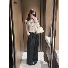 批发2026春季一整套韩系甜美蝴蝶结针织毛衣高腰显瘦休闲阔腿裤