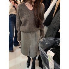 时尚慵懒风简约套头针织衫上衣女冬季休闲百搭a字半身裙两件套装