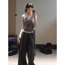 批发韩系一整套ootd穿搭女早春新款时尚吊带叠穿打底衫<b class='q'>上衣</b>休闲<b class='q'>裤</b>套<b class='q'>装</b>