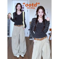 批发新款韩系纯欲风小碎花吊带背心开衫上衣百搭高腰<b class='q'>宽松</b>休闲裤套装女