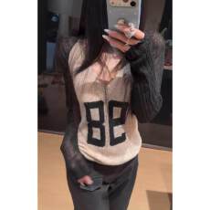 批发春夏新款<b class='q'>韩版</b>别致独特小众不撞款数字提花针织衫宽松显瘦直筒裤