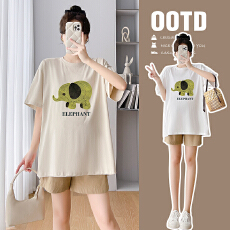 批发实拍孕妇上衣<b class='q'>夏</b>季纯棉短袖T恤圆领宽松型孕妇百搭上衣潮