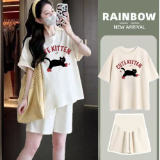 批发实拍孕妇2026新款休闲运动套装女夏季薄款宽松<b class='q'>百搭</b>短袖短裤两件套