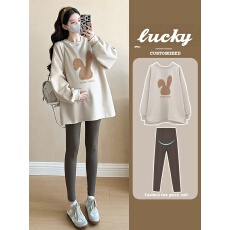 批发孕妇秋冬上衣2025新款时尚不显怀卫衣女孕妇加绒百搭内搭打底上衣