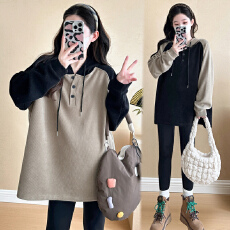 批发实拍新款韩版连帽时尚<b class='q'>百搭</b><b class='q'>孕妇</b><b class='q'>宽松</b>上衣中长款