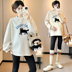 批发孕妇秋冬季新款<b class='q'>韩版</b>百搭减龄感宽松<b class='q'>大码</b>显瘦卫衣裙加绒孕妇上衣