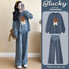 批发<b class='q'>孕妇装</b>2025秋冬加绒卫衣套装春秋季<b class='q'>上衣</b>宽松休闲洋气减龄长袖