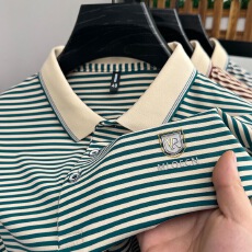 批发夏季男士短袖26新款翻领POLO衫条纹显瘦烫钻款T恤潮流时尚中青年
