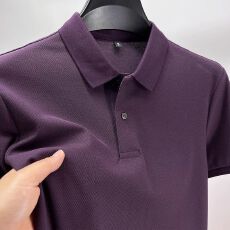 批发外贸夏季高档纯色净版中青年100珠地棉新款男珠POLO翻领短袖T恤