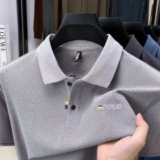 批发高档男士100珠地棉短袖夏季26新款POLO衫翻领纯色休闲<b class='q'>商务</b>T恤上衣