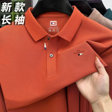 批发新款~~<b class='q'>商务</b>男士大码长袖上衣秋冬季宽松亮色POLO衫硅胶标志款体恤