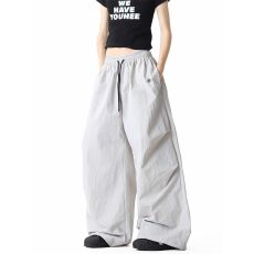 批发【连头包边 塔丝隆复合】伞兵工装女夏速干垂感阔腿运动休闲裤子